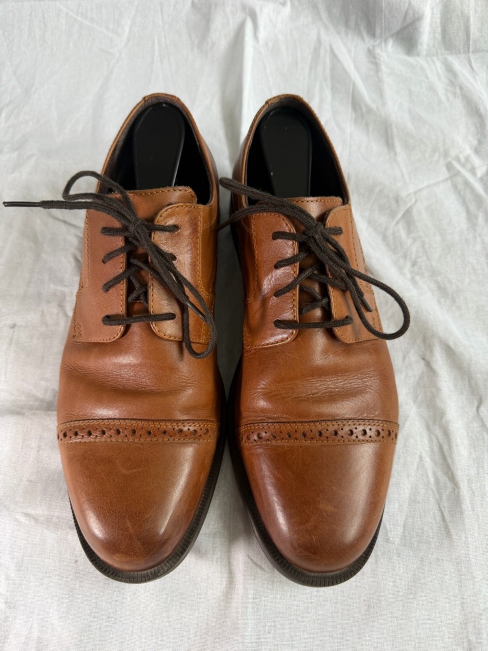 Cole Haan Tan Leather Cap-Toe Derby Shoes